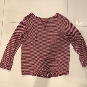 Old Navy Red/White Finely Striped Soft L/S Top